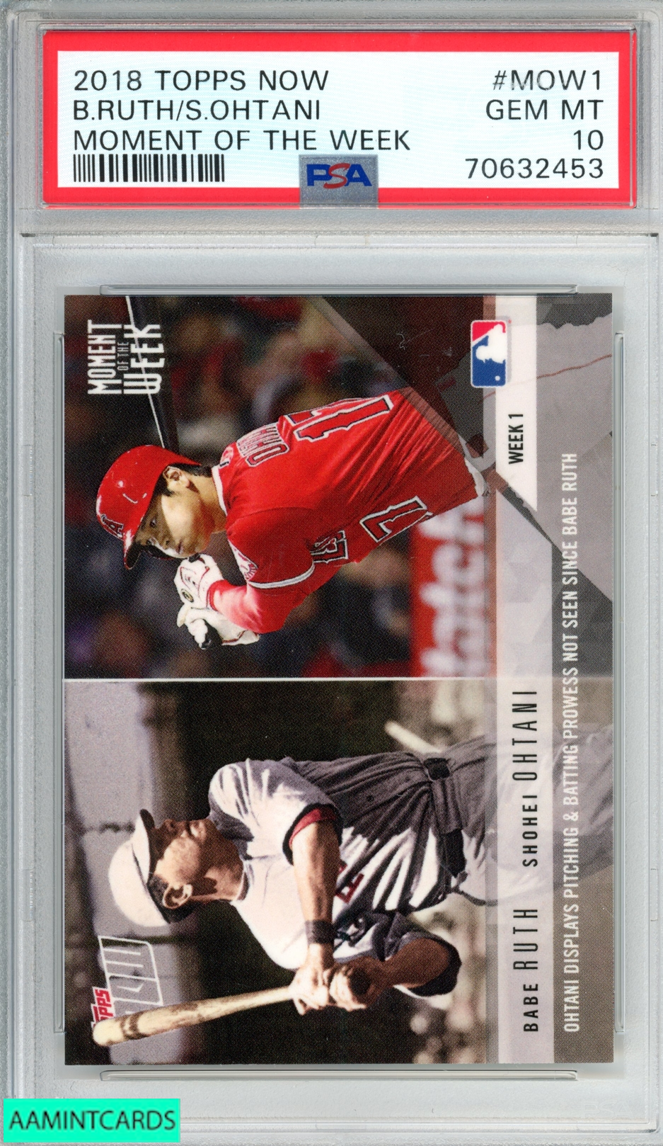 2018 TOPPS NOW BABE RUTH SHOHEI OHTANI #MOW1 MOMENT OF THE WEEK