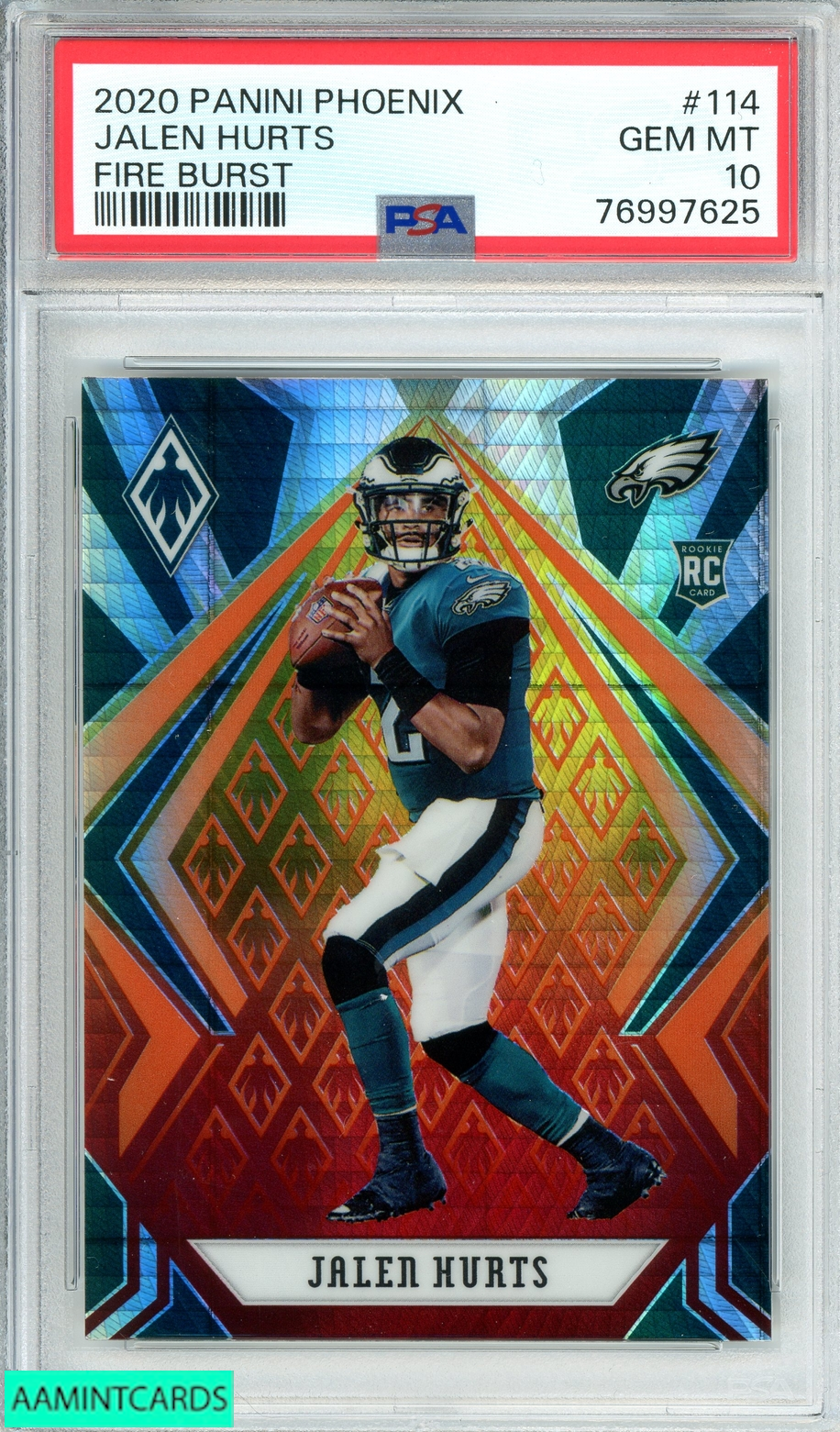 2020 PANINI PHOENIX JALEN HURTS FIRE BURST ROOKIE RC PSA 10 GEM MT